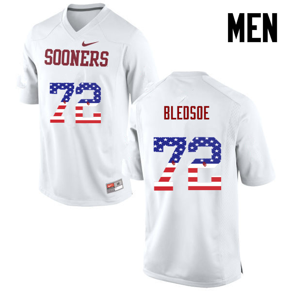 Men Oklahoma Sooners #72 Amani Bledsoe College Football USA Flag Fashion Jerseys-White